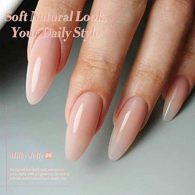 Born Pretty Jelly Gel Nail Polish Jelly Nude Gel Polish Sheer Translucent Skin Stone Natural Soak Off Hema-Free Gel Polish Nail Art DIY 15ML