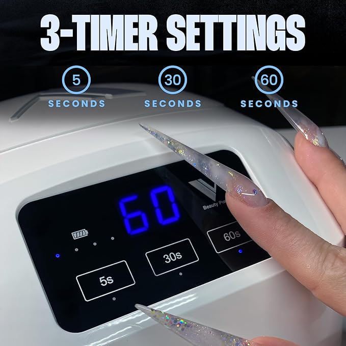 V Beauty Pure Cordless UV Nail Lamp (White) - 36W Portable UV Light for Gel Nails with Multiple Timer Settings - LED Curing Light Nail Polish Dryer for Professional Nail Art, Salon & Home DIY