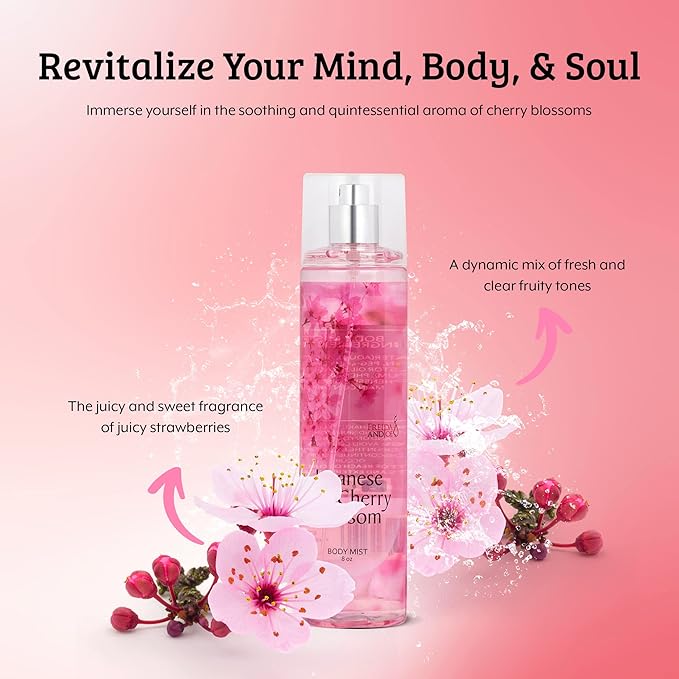 Freida & Joe Japanese Cherry Blossom Body Mist: A Luxurious 8 oz Gift for Her, Exquisite Floral Scent, Ideal Stocking Stuffer Fine Women Body Spray
