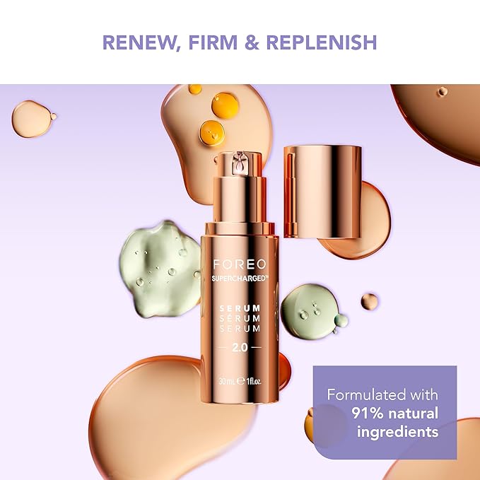 FOREO Firm & Fabulous BEAR mini + Serum Serum Serum 1 Oz Anti aging Starter Kit- Microcurrent Facial Device- Instant Face Lift- Double Chin Eliminator- Facial Skin Care Products- Gift Set- Lavender