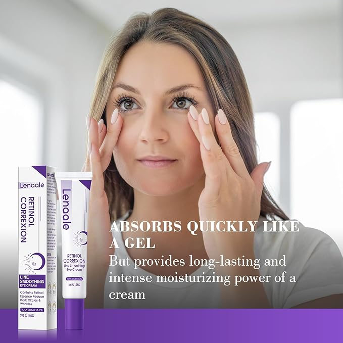 Eye Cream, Retinol Eye Cream for Dark Circles, Puffiness Anti Aging, With Hyaluronic Acid, Peptides, Caffeine Reduces Bags, Smooths Wrinkles & Fine Lines