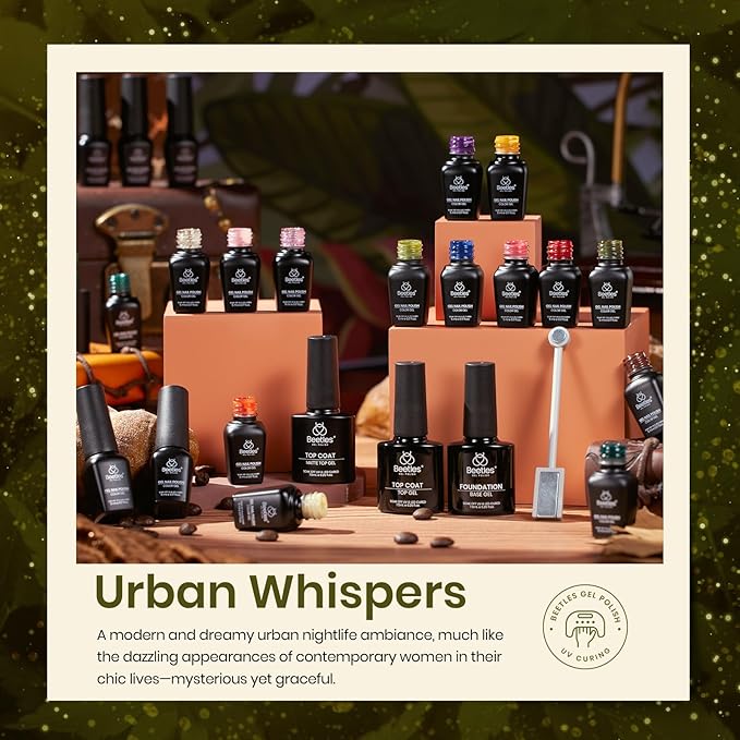 Beetles Cat Eye Gel Nail Polish Set - 20 Colors Winter Gel Polish Nail Set Burgundy Brown Green Nail Polish Glitter Pearl Nail Manicure with Base Coat Matte&Top Coat Soak off Christmas Gift for Women