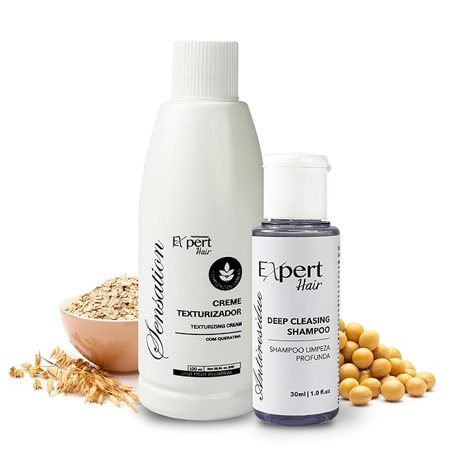 Expert Hair Sensation Keratin Hair Treatment Brazilian 100ml + Deep Cleansing Shampoo 30ml - Anti Frizz, Brazillian Smoothing Keratin- Keratina Para Alisar El Pelo, Emulsion Zero Alisado –Complete Set