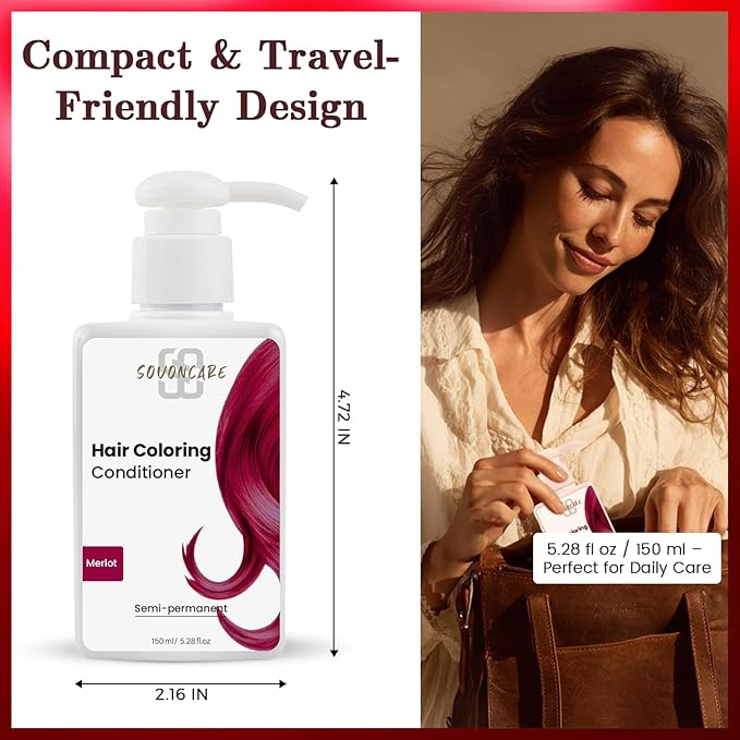 SOVONCARE Merlot Hair Color Depositing Conditioner Mask 5.28 OZ, Cruelty-Free