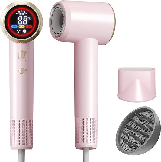 Hair Dryer, High-Speed Ionic Blow Dryer with Diffuser, 150,000 RPM Brushless Motor Blow Dryer for Fast Drying & 500M Negative Ionic Frizz Control, Low Noise Hair Dryers for Women Home Travel Salon