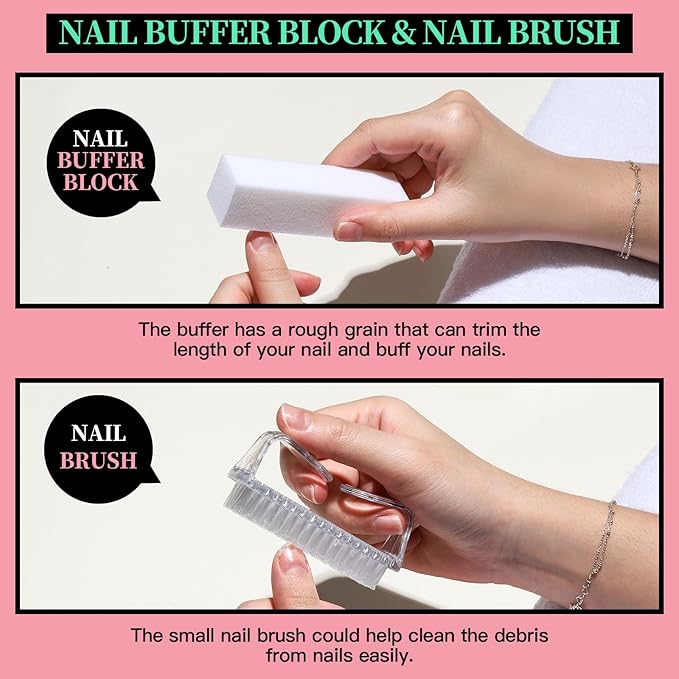 FANDAMEI Manicure Kit, Nail Files 100/180, Cuticle Nippers, Nail Buffer Block, Cuticle Pusher, Cuticle Peeler, Ingrown Toenail Tool, Toenail File, Nail Care Kit, Nail Tools for Manicure, White