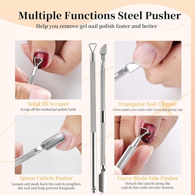 JODSONE Gel Nail Polish Remover Kit - Set with 15ml Gel Nail Polish Remover, Cuticle Oil and Latex Tape, and Complete Remover Manicure Tool Set, No Soaking