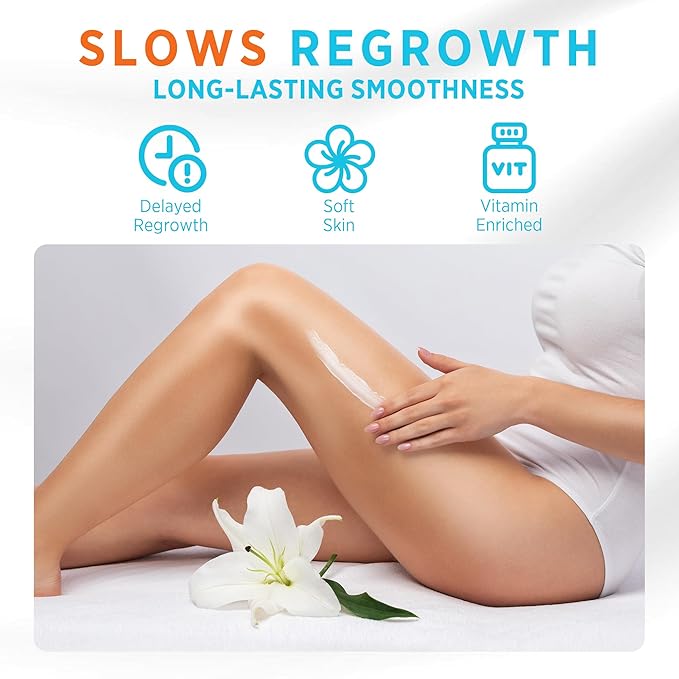 Painless Hair Removal Cream - Soothing Depilatory for Women with Sensitive Skin. Enriched with Aloe, Chamomile & Vitamin E, For Legs, Arms, Bikini & Underarms.