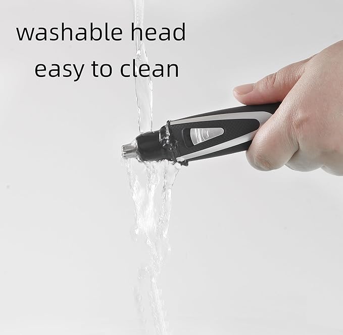 Ear and Nose Hair Trimmer Clippers: 2025 Professional Painless Eyebrow & Facial Hair Trimmers Remover for Men Women, Battery Operated Nasal Clipper, Dual Edge Waterproof Blades for Easy Clean, Black