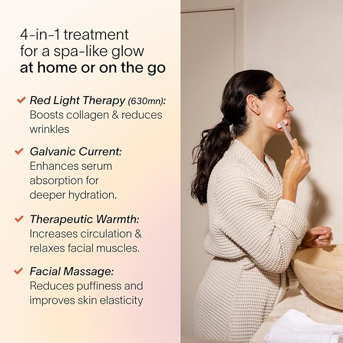 Solawave 4-in-1 Red Light Therapy Wand + Activating Serum | LED Skincare Device for Face & Neck | Facial Tool with Galvanic Current, Massage & Therapeutic Warmth | Reduces Appearance of Fine Lines