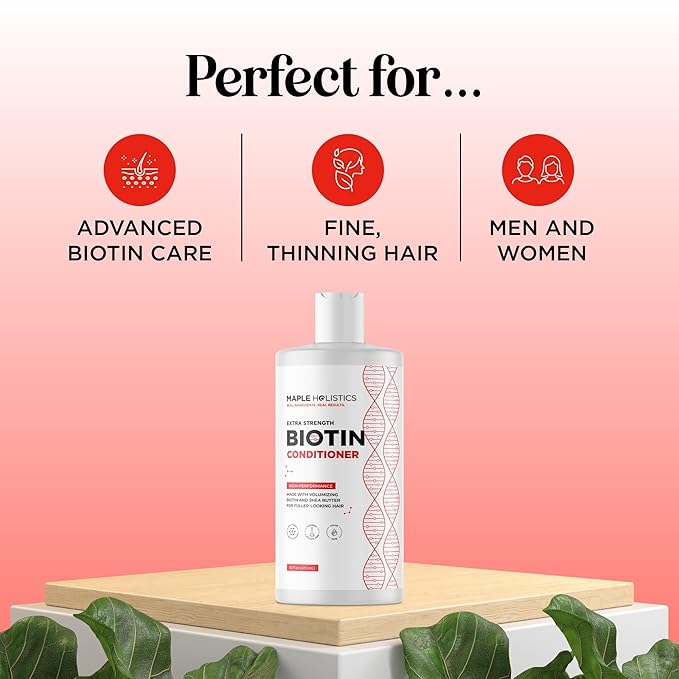 Extra Strength Biotin Conditioner for Thinning Hair - Sulfate Free Conditioner with Moisturizing and Nourishing Shea Butter and Plant Proteins for Dry Damaged Fine Weak & Dull Hair (16 Fl Oz)