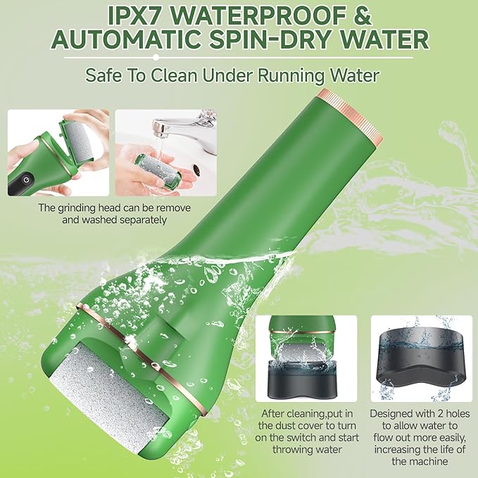 Electric Callus Remover for Feet,Rechargeable Portable Electronic Foot File Pedicure Kits,Professional Waterproof Pedi Feet Care Tools Wet&Dry Foot Scrubber File Perfect for Hard Cracked Dry Dead Skin