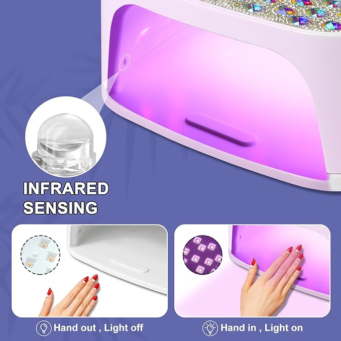 LIMEGIRL UV LED Nail Lamp Kit for Gel Polish Professional Fast Curing White Dryer Light Set with 4 Timer Settings Cordless Rechargeable Nail Art Cure Machine with UV Gloves and Automatic Sensor