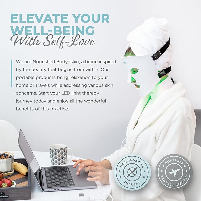 LED Light Therapy Face & Neck Mask - Facial Skin Care Device - 7 Colors Red & Blue - Rejuvenation, Anti-aging Product for Wrinkles