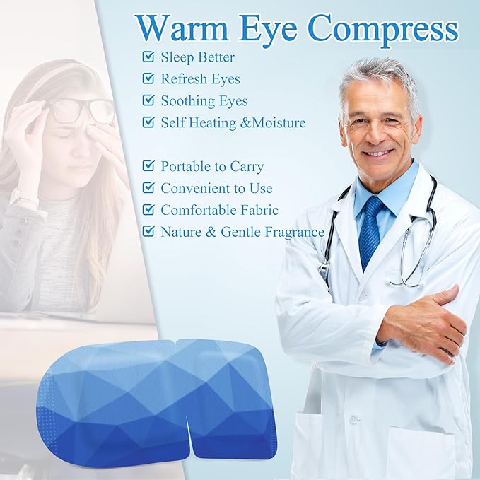 16 Packs Steam Eye Mask, Heated Eye Mask for Sleeping, Warm Compress for Eyes, Self Heating Disposal Steam Mask for Home Sleep, Office, Spa, Travel Essentials Stocking Stuffers (Unscented)