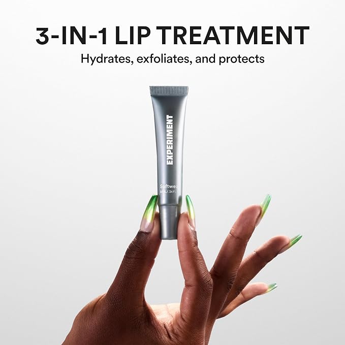 Experiment Softwear Smoothing Lip Treatment - 24hr Hydration with Squalane, Glycerin & Pomegranate Sterols - Intensive Moisture & Repair for Extra Dry, Flaky Lips - Vegan Lip Balm, .34 FL OZ