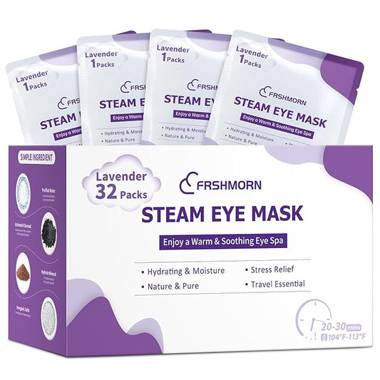 32 Packs Steam Eye Mask, Heated Eye Mask for Sleeping, Warm Compress for Eyes, Self Heating Disposal Steam Mask for Home Sleep, Office, Spa, Travel Essentials Stocking Stuffers (Lavender)