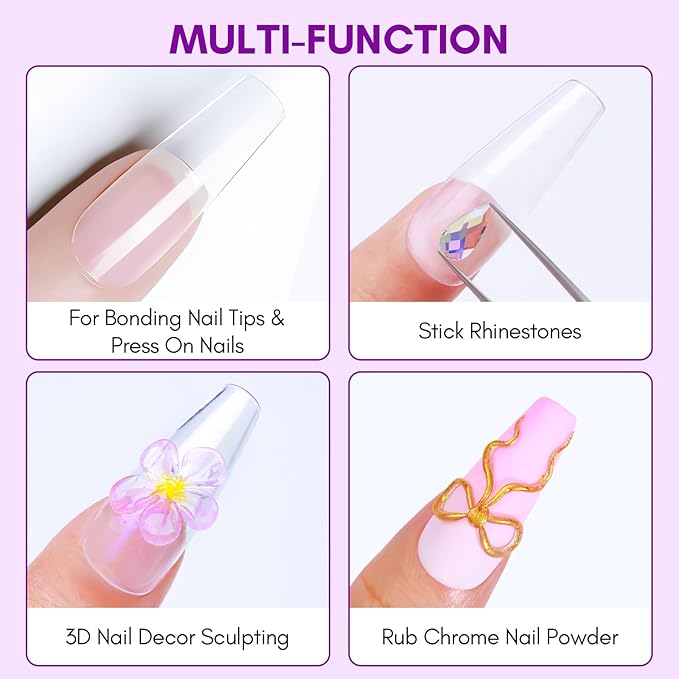 Makartt Solid Nail Glue Gel: Extra Strong Gel Nail Glue for Press On Nails & Fake Tips Long-Lasting Strong Adhesion Nails Glue for Acrylic Nails Clear 3D Gels for Nail Art Home Salon UV Light Cured