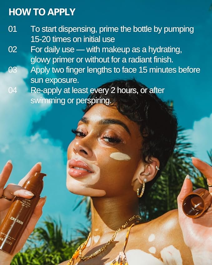 Cay Skin Isle Glow Face Moisturizer SPF 45 – Illuminating Moisturizer, Broad Spectrum Sunscreen + Makeup Primer – Lightweight, Pearlescent Formula with Radiant Finish for All Skin Types – 1.5 oz.