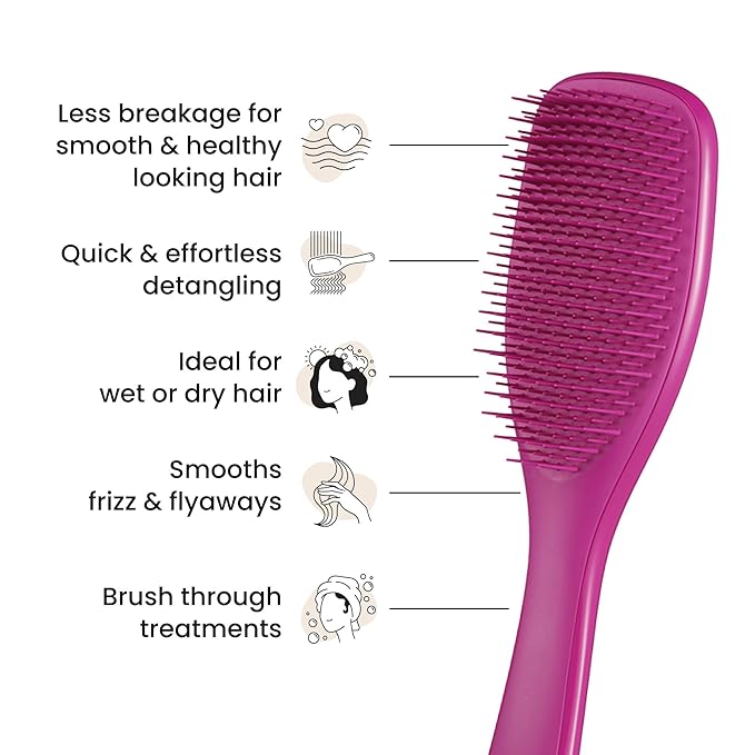 Tangle Teezer Ultimate Detangler Brush for Wet & Dry Hair, Eliminates Knots & Reduces Breakage for All Hair Types, Electric Raspberry