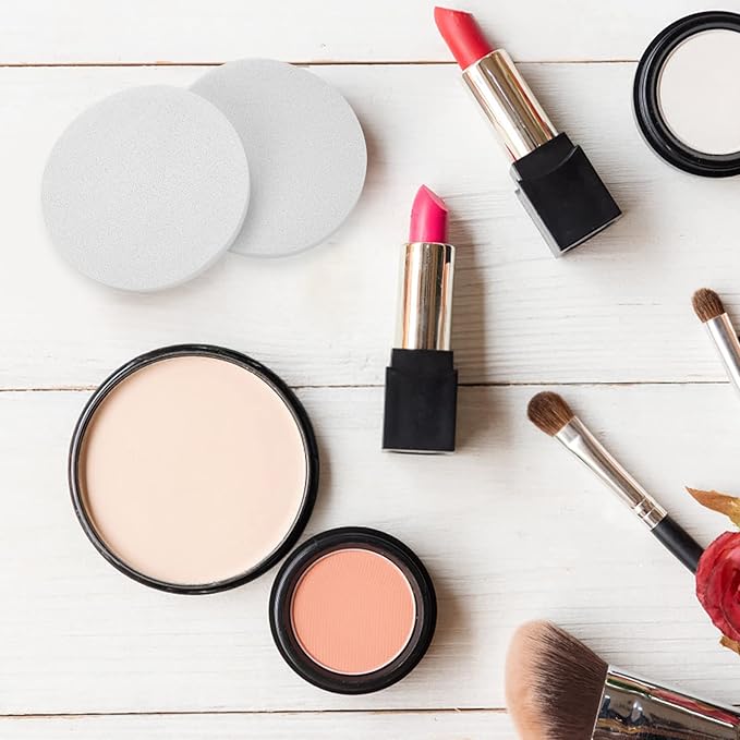 Round Sponge Puff Set 12 Pieces 2.2 Inch White Facial Powder Blender Puffs Foam Sponges Applicator For Liquid Foundation Makeup Cosmetic, Facial Cleanser