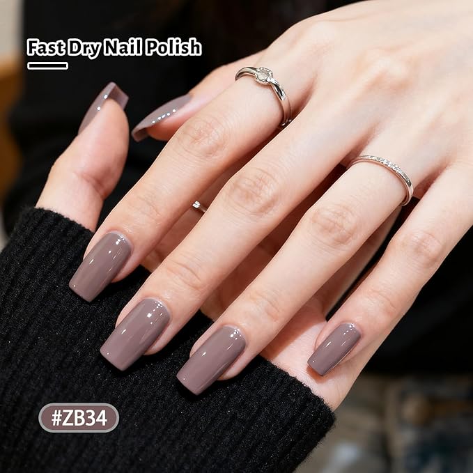 12 PCS Nail Polish Set 10 Color With 2PCS Base and Top Coat Quick Drying Fall Nude Brown White Red Color Holiday Gift for Her