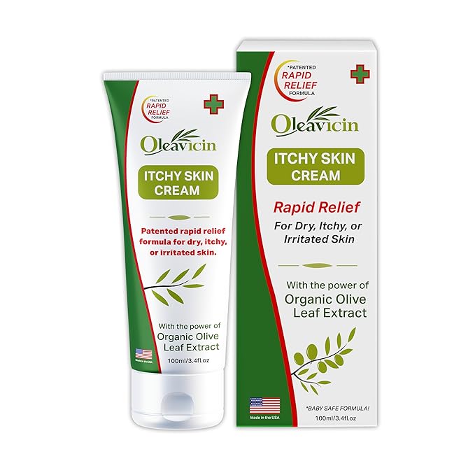 Oleavicin Organic Extra Strength Anti-Itch Cream for Dry, Itchy Skin Relief – Natural Fungal & Rash Treatment with Olive Leaf Extract – Fast-Acting, Long-Lasting Itch Relief