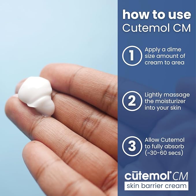 Cutemol CM Emollient Moisturizing Cream - For Severely Dry and Damaged Skin - Natural Beeswax Formulation containing Ceramides - Hydration for Cracked Hands and Feet, Eczema, Psoriasis (8 oz)