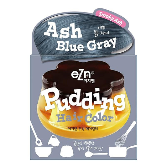 eZn Pudding Hair Dye, Ammonia-Free, Semi-Permanent DIY Korean Hair Dye Color with Keratin, Odorless Gentle for Sensitive Skin No Skin Irritation (Ash_Blue_Gray)