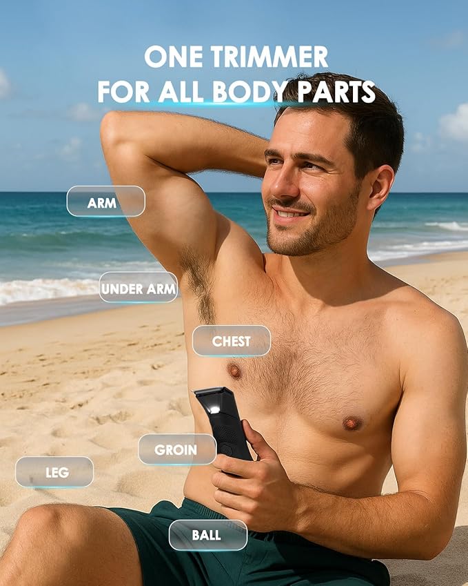 Manscaper for Men, Groin Trimmer for Men and Women, Body Hair Trimmer and Ball Trimmer with Light, Pubic Hair Shaver, Manscape Kit, 7 Precisions, Waterproof Wet / Dry Grooming, 240 Minutes Shaving