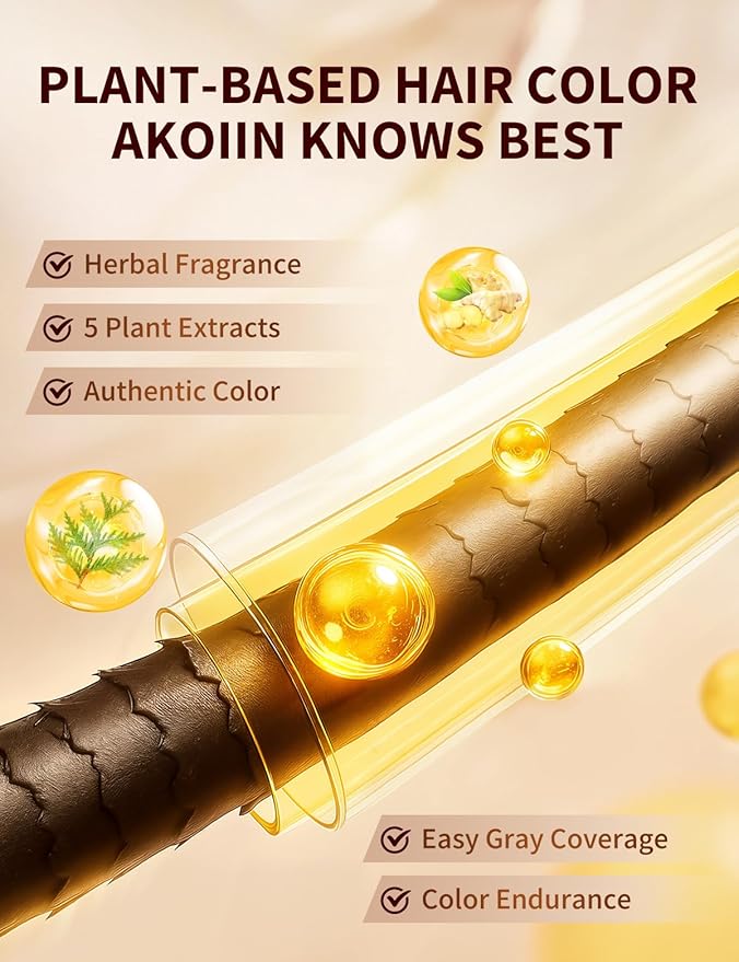 Dark Brown Hair Dye Shampoo, 3-in-1 Hair Color, Permanent, Unisex, 100% Gray Coverage, Seamless Root Blend, Last More than 60 Days, 5 Plant Extracts, Frizz-Free, with Dye Tools, 500ml