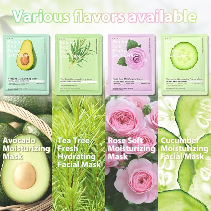 evpct 12Pack Kids Face Masks for Kids Girls Spa, Girls Kids Facial Spa Day Slumber Sleepover Birthday Party Favors Supplies Kit for Girl, Kid Friendly Facial Face Sheet Masks Bulk Skincare for Kid, B1