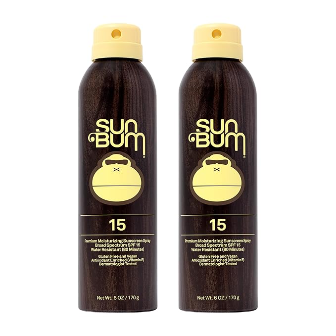 Sun Bum Original SPF 15 Sunscreen Body Spray - Broad Spectrum Moisturizing Sunscreen with Vitamin E - Hawaii 104 Act Compliant (Made without Octinoxate & Oxybenzone) - 6 oz (Pack of 2)