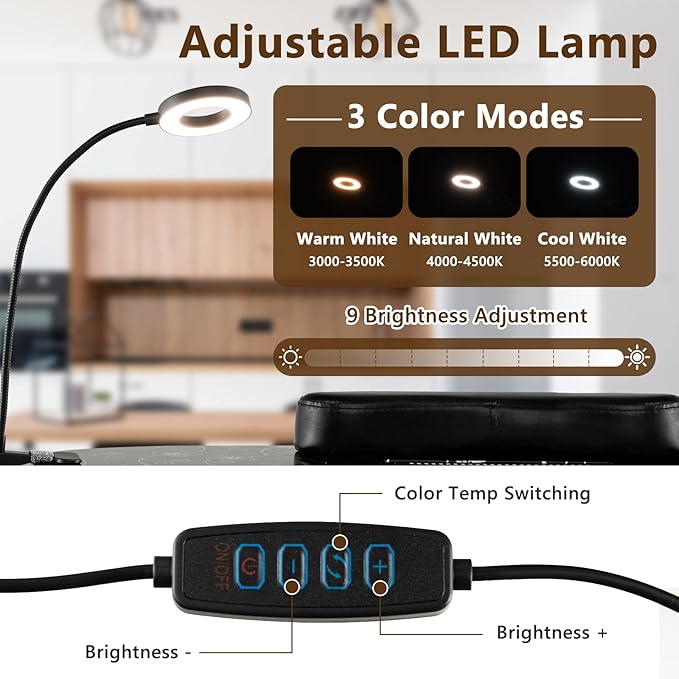 S AFSTAR Portable Nail Table, 35" Foldable Manicure Table with Electric Dust Collector, Bendable LED Lamp, Carry Bag & 4 Lockable Wheels, Professional Nail Desk Nails Salon Station (Black)