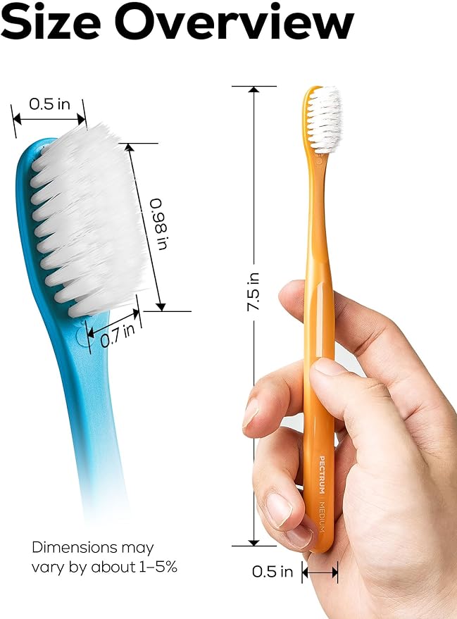 Medium Manual Toothbrush Pack, 6 Count, Deep Cleaning Flossing Toothbrushes for Sensitive Teeth & Receding Gums, Tapered Bristles for Adults & Elders, Help Plaque Removal, Assorted Colors