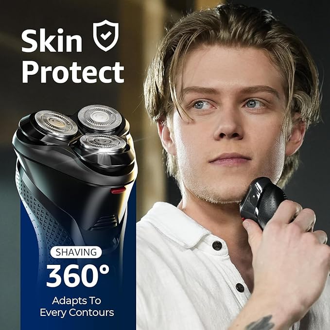 Cordless Electric Razor for Men: 3-in-1 Shaver for Beard/Nose/Sideburns - IPX7 Waterproof Travel Kit - Turbo Speed & Precision Blades,Eclipse Black