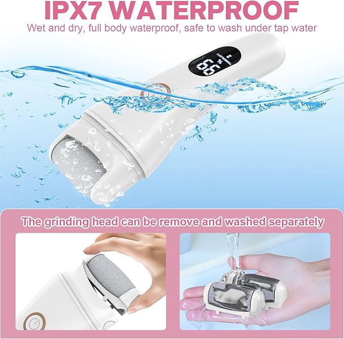 Electric Foot File - Callus Remover for Feet, Adjustable 3 Speed Foot Callus Remover with 16 in 1 Pedicure Tools Professional Foot Care, to Remove Dead Skin and Calluses Hard Skin Dry Cracks (White)