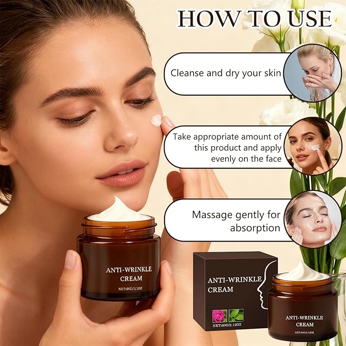 Retinol Anti-Wrinkle Cream, Firms and Lifts Skin, Improve Fine Lines，Restores Elasticity, Deep Hydration for All Skin Types (2PCS)