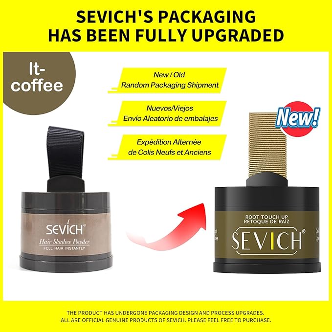 SEVICH Hairline Shadow Powder - Quick Cover for Grey Roots, Eyebrows & Beards, Touch Up Thinning Hair, Windproof & Sweatproof, Light Coffee