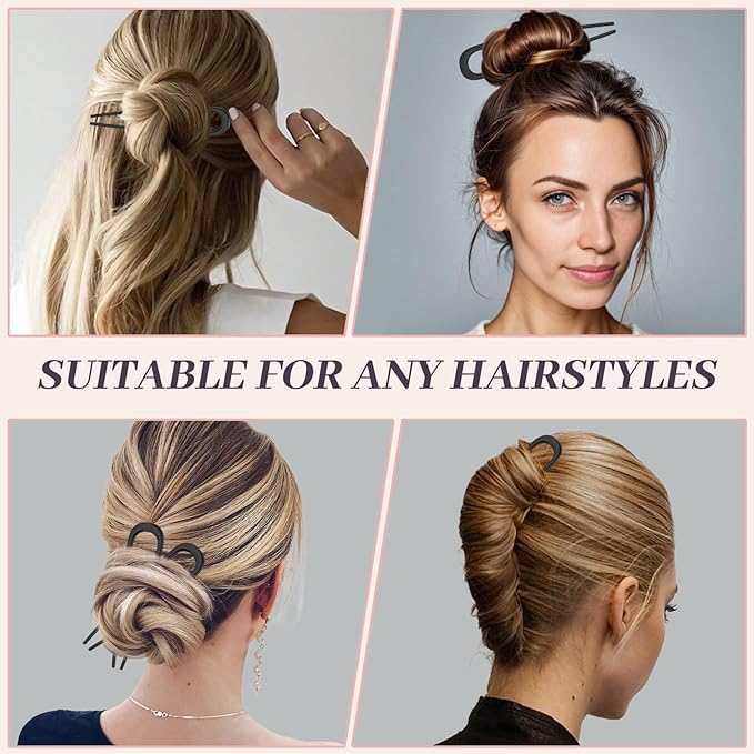 2PCS 5.5Inch French Hair Pins Large U-Shaped Pins for Women and Girls Fashion Metal Hair Pin French Twist Hair Pins for Buns, Updos,Stylish and Functional(set3-black)