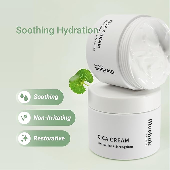 Meebak Cica Cream | Daily Repair Moisturizer with Niacinamide, Ceramide, & Retinol | Deep Hydration & Soothing | Locks in Moisture | Suitable for Sensitive Skin