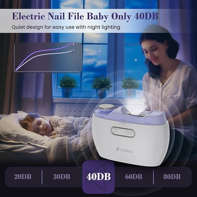 Electric Nail Clipper,2-in-1 Automatic Nail Clipper,Electric Nail Grinder,40DB Baby Nail Trimmer,LED Light Electric Nail Trimmer for Baby,Kids,Adults,Seniors,Manicure Set,Baby Nail Kit Portable White