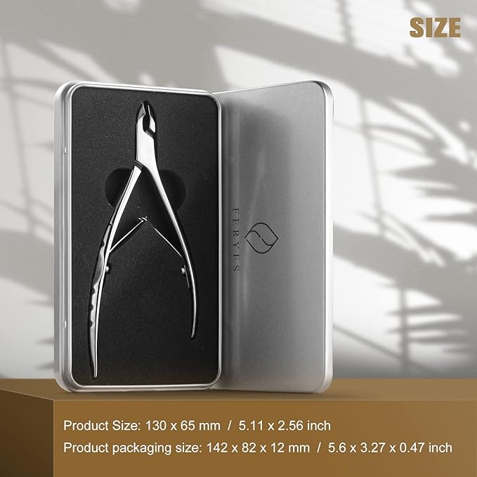 FERYES Cuticle Clipper with Pusher, 2 in 1 Professional Cuticle Trimmer, 6mm Full Jaw Cuticle Nipper, Stainless Steel Cuticle Remover Tool Mirror Silver