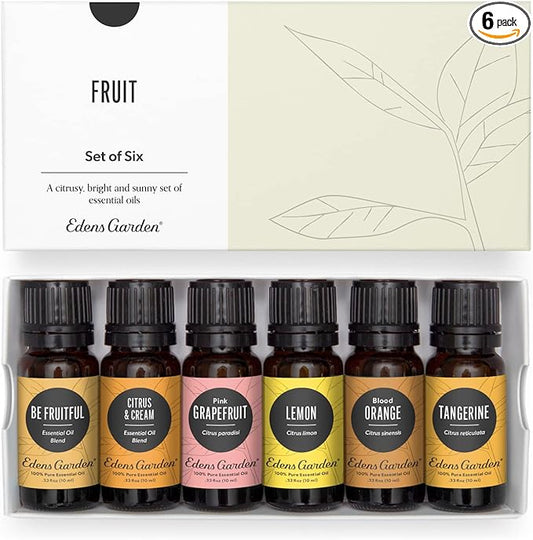 Edens Garden Essential Oils Fruit 6 Set – 100% Pure Therapeutic Grade, Natural Aromatherapy Scents: Lemon, Orange & Citrus Blends for Diffusers – No Fragrance Oil, Undiluted & Vegan, 10 ml/ 6 Pack