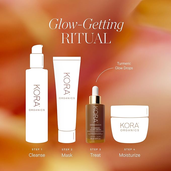 KORA Organics Turmeric Glow Drops, Certified Organic Radiance Face Serum with Niacinamide Alternative, Improves Texture & Pore Appearance, Vegan, 0.34 fl oz