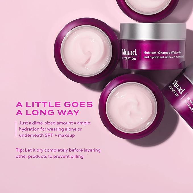 Murad Nutrient-Charged Water Gel – Hydrating Face Moisturizer with Peptides, Vitamins & Minerals for Dry Skin, Long-Lasting Moisture, Plump Skin, Oil-Free, Lightweight, Barrier Repair - 1.7Fl Oz