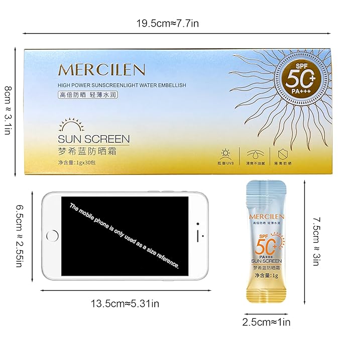 30PCS Mini Sunscreen SPF50+ PA+++ - Travel Size Sunscreen Bulk for Face & Body, Lightweight & Non-Greasy, Water-Resistant, Perfect for Summer Party & Thank You Gifts