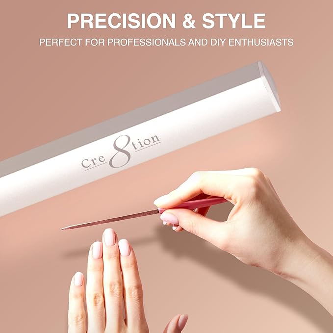 Cre8tion Ultra‑Slim LED Desk Lamp, Champagne Gold, 12 W Sleek Task Light for Nail Salons, Lash Techs, Home Offices (Silver)