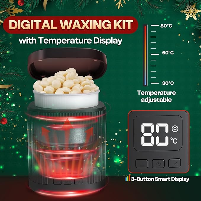 Nose Wax Kit for Eyebrow and Ear Hair | 100gWax, 50 Face Waxing Sticks | Fast-Heating USB Wax Warmer | Hair Removal Kit for Men & Women | 15 Pre/Post Wipes, Ear and Mustache Guards & Earplug