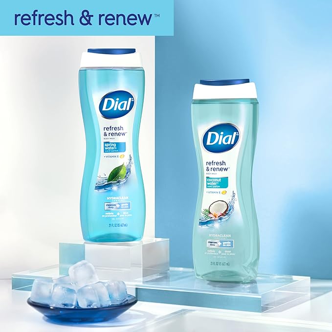 Dial Body Wash, Refresh & Renew Spring Water, 32 fl oz (Pack of 2)
